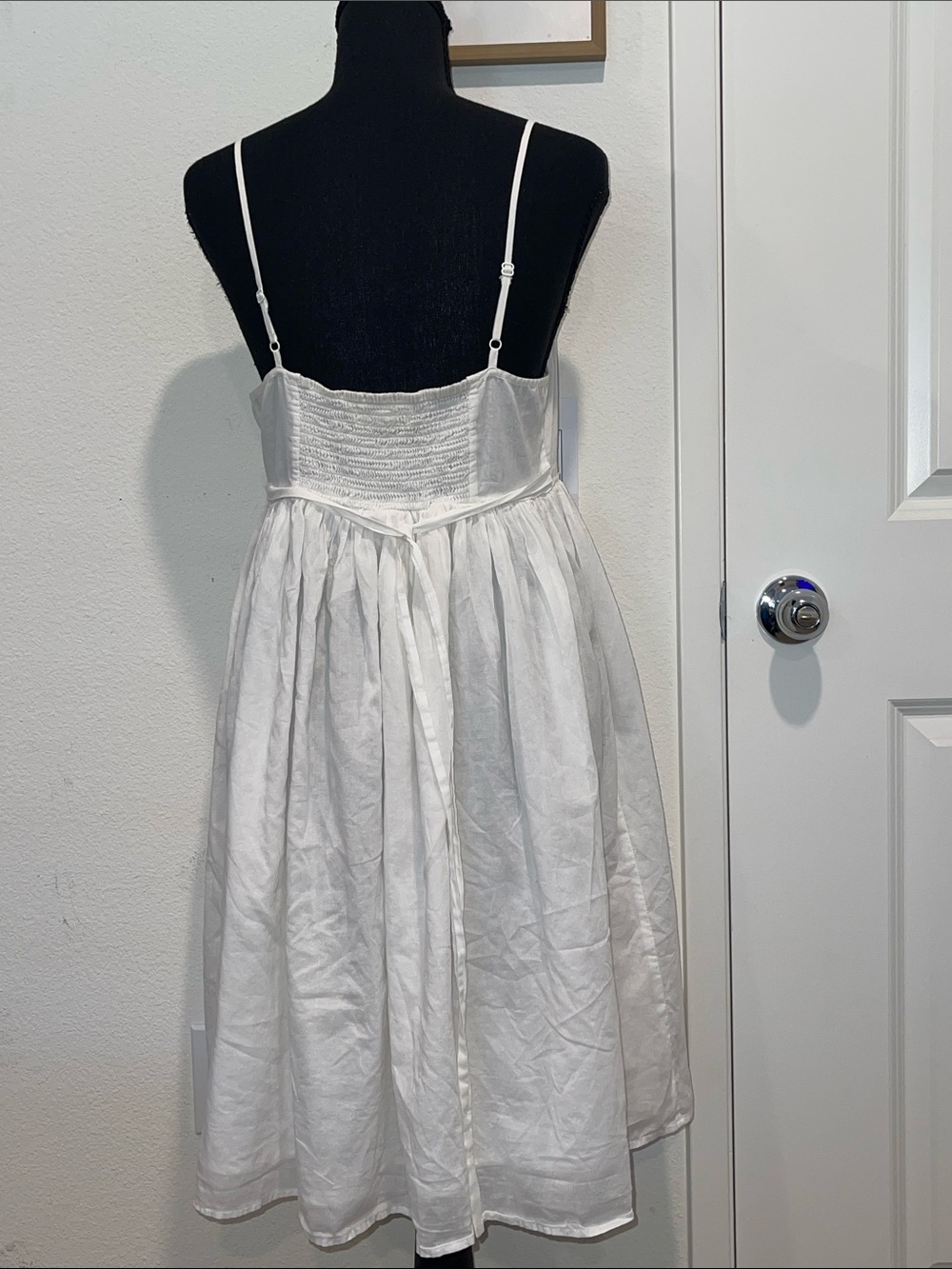 White Spaghetti Strap Sundress with Button Front - Picture 2 of 6